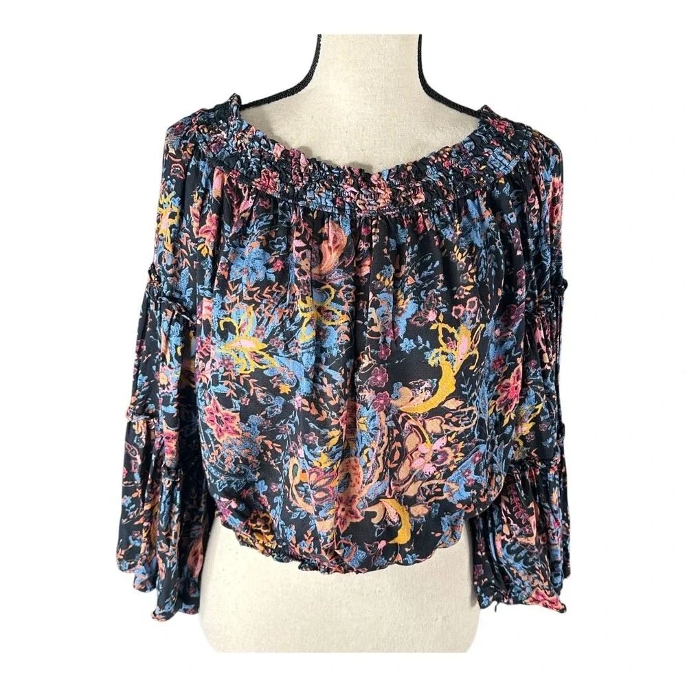 Free People Free Spirit Off The Shoulder Floral Print‎ Top Size Small